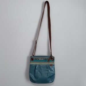 Fossil Key Per Coated Canvas Blue Crossbody Bag Man Made‎ materials